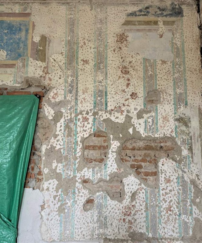 Nástenné maľby odkryté pri obnove kaštieľa v Čunove, foto: KPÚ Bratislava