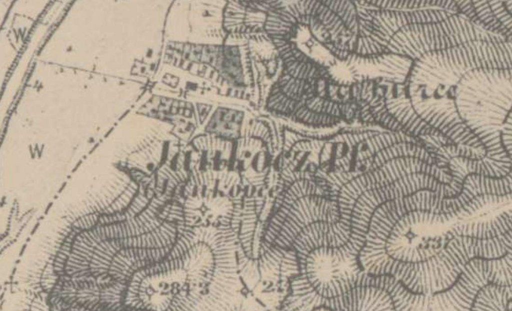 03 Jankovce s kostolom na výreze mapy tretieho vojenského mapovania z roku 1876