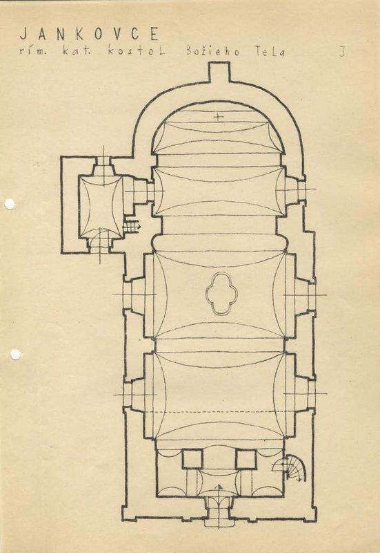 05 Schematické zameranie I. NP kostola z roku 1954, zdroj: Archív KPÚ Prešov