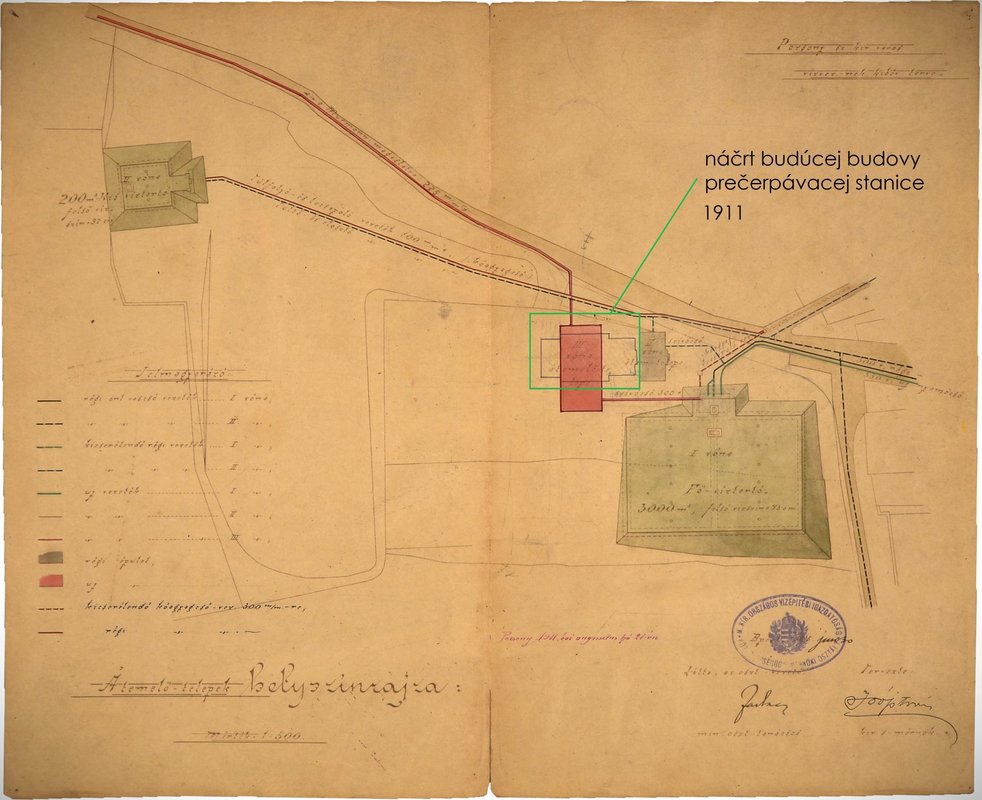 Náčrt budúcej prečerpávajúcej stanice, 1911 Zdroj: PÚ SR